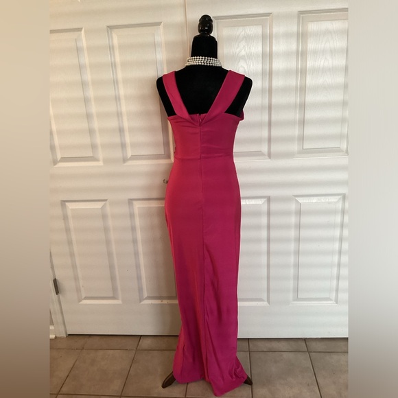 FUSHIA NWT Stretchy Evening Gown with Faux Wrap around Skirt Slit up Rig… - Picture 7 of 12